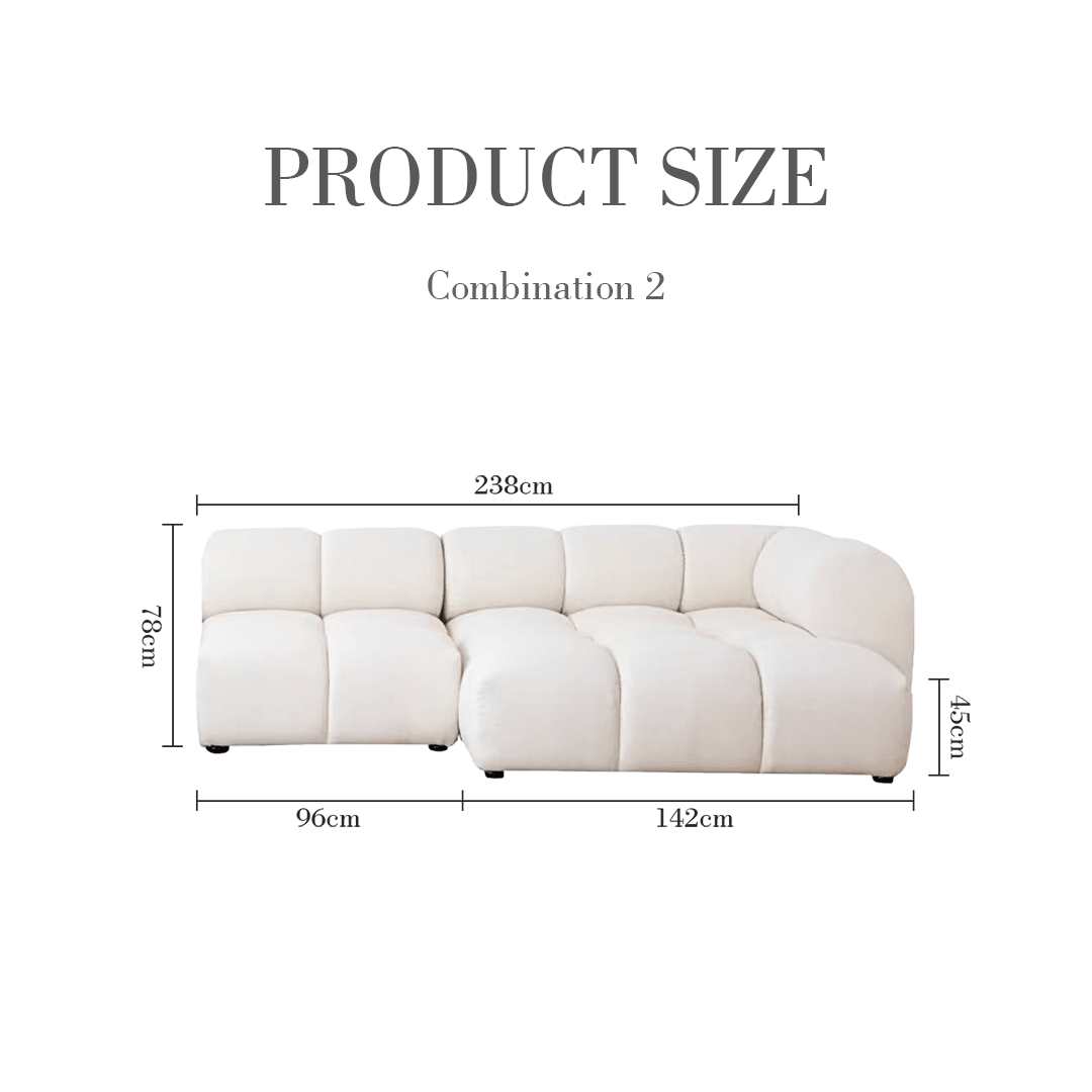 Caius Velvet Three Seater Module Sofa, White Velvet