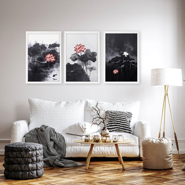 Calming Art | Set of 3 Asian Inspired Wall art Prints