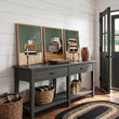 Canvas 3 Piece Wall Art Bohemian Books & Reading Chair Green Tones displayed on a wall in a styled room — view 6