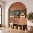 Canvas 3 Piece Wall Art Bohemian Books & Reading Chair Green Tones displayed on a wall in a styled room — view 9