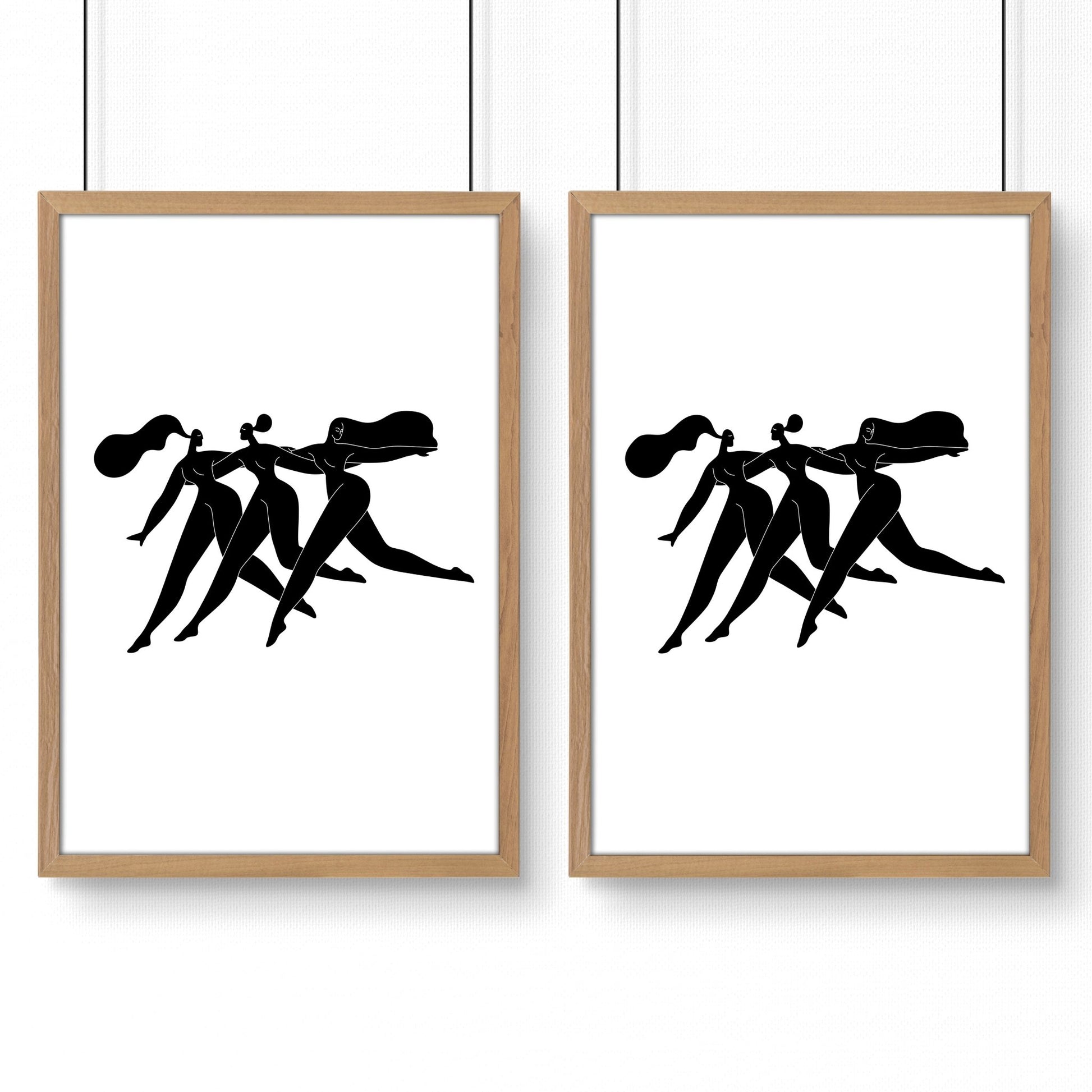 Canvas Art For Bathrooms | Set of 2 Boho Women Wall art Prints