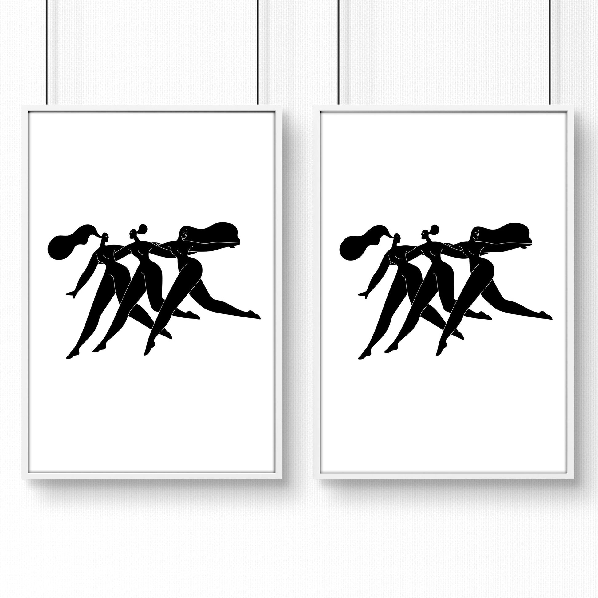 Canvas Art For Bathrooms | Set of 2 Boho Women Wall art Prints