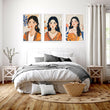 Canvas Bedroom Art | Set of 3 Boho Women Wall art Prints