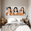 Canvas Bedroom Art | Set of 3 Boho Women Wall art Prints