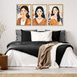 Canvas Bedroom Art | Set of 3 Boho Women Wall art Prints