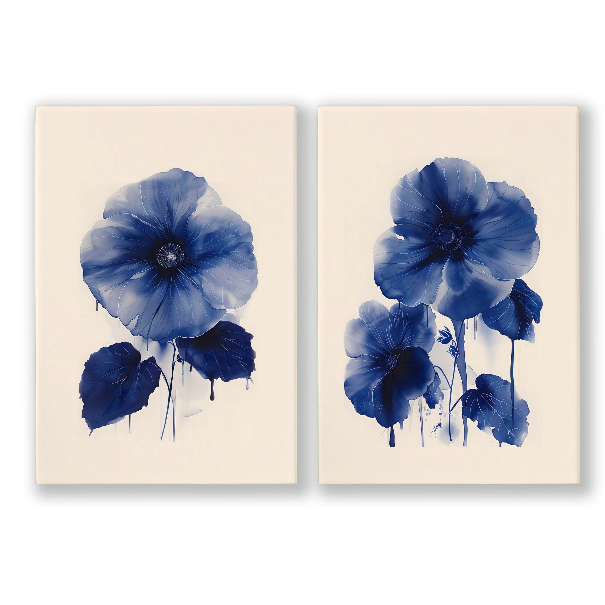 Canvas Floral Print | Set of 2 Botanical Wall art Prints