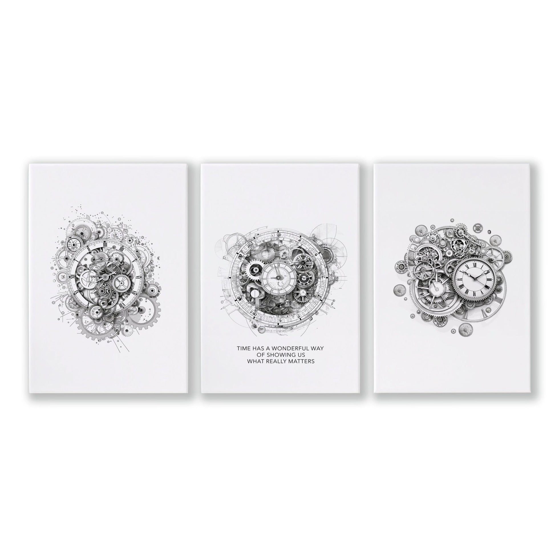 Canvas Painting Wall Decor | Set of 3 Abstract Clocks Wall art Prints