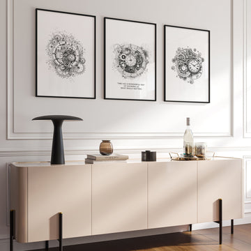 Canvas Painting Wall Decor | Set of 3 Abstract Clocks Wall art Prints