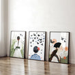 Canvas Pictures For Living Room | Set of 3 Boho Women Wall art Prints