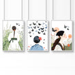 Canvas Pictures For Living Room | Set of 3 Boho Women Wall art Prints