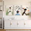 Canvas Pictures For Living Room | Set of 3 Boho Women Wall art Prints