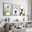 Canvas Pictures For Living Room | Set of 3 Boho Women Wall art Prints