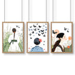 Canvas Pictures For Living Room | Set of 3 Boho Women Wall art Prints