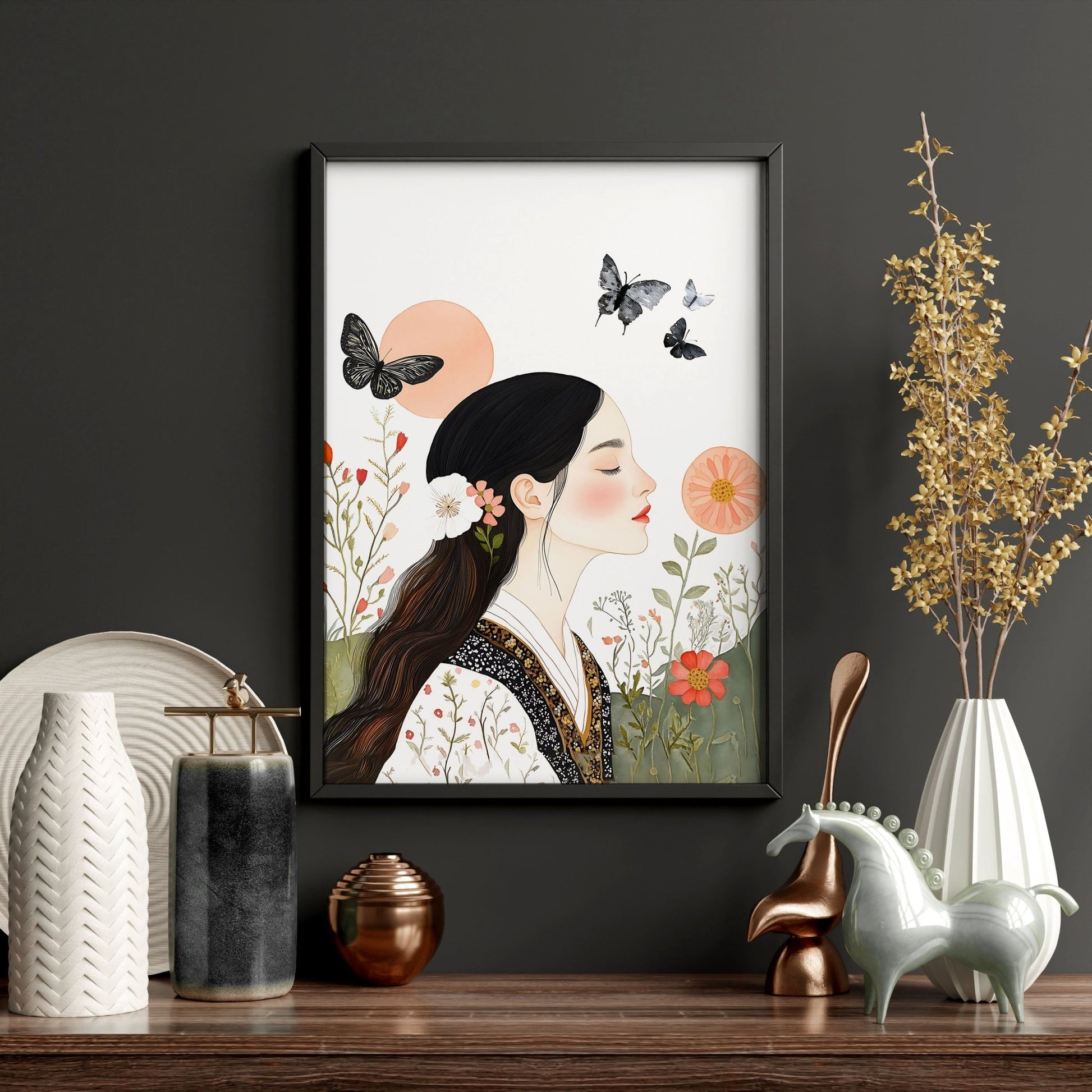 Canvas Pictures For Living Room | Set of 3 Boho Women Wall art Prints