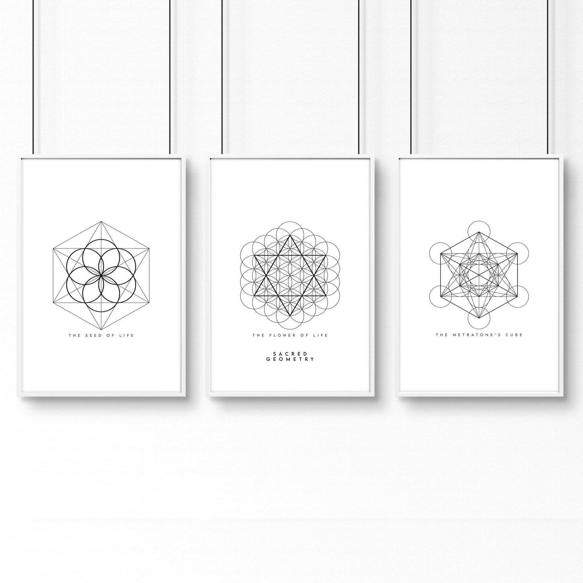 Canvas Pictures For Living Room | Set of 3 Sacred Geometry Wall art Prints