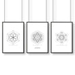 Canvas Pictures For Living Room | Set of 3 Sacred Geometry Wall art Prints