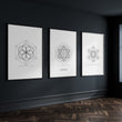 Canvas Pictures For Living Room | Set of 3 Sacred Geometry Wall art Prints