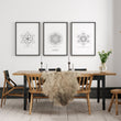 Canvas Pictures For Living Room | Set of 3 Sacred Geometry Wall art Prints