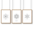 Canvas Pictures For Living Room | Set of 3 Sacred Geometry Wall art Prints