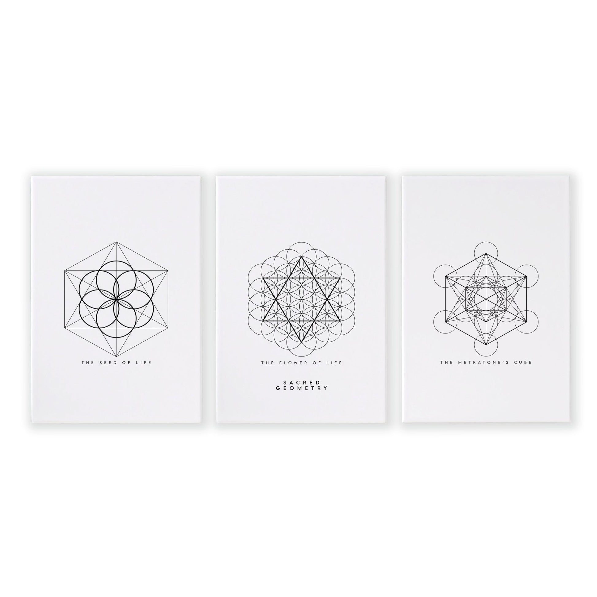 Canvas Pictures For Living Room | Set of 3 Sacred Geometry Wall art Prints