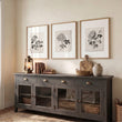 Canvas Wall Art Beige Botanical Chrysanthemum Ink Study displayed on a wall in a styled room — view 5