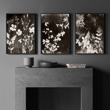 Canvas Wall Art Nature Botanical Mink Dark Floral & Meadow wall art displayed on a wall in a styled room — view 3