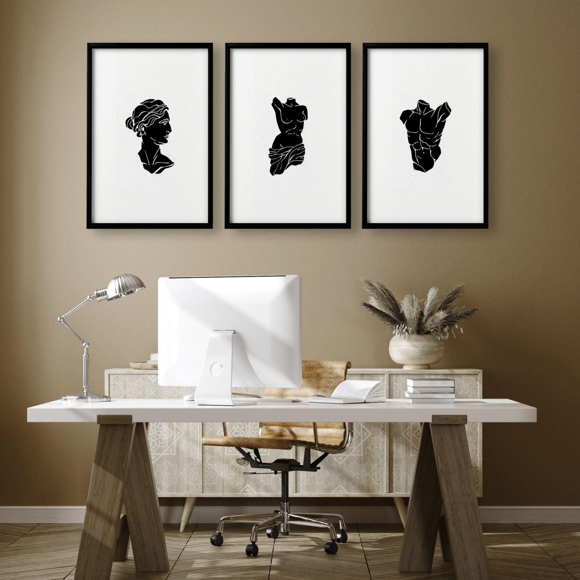 Canvas Wall Hanging | Set of 3 Sculpture Wall art Prints