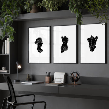 Canvas Wall Hanging | Set of 3 Sculpture Wall art Prints