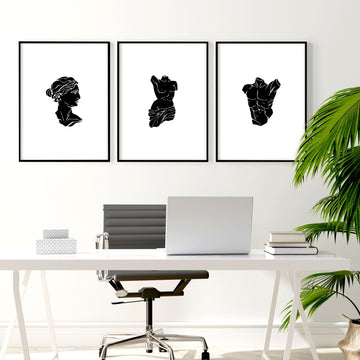 Canvas Wall Hanging | Set of 3 Sculpture Wall art Prints