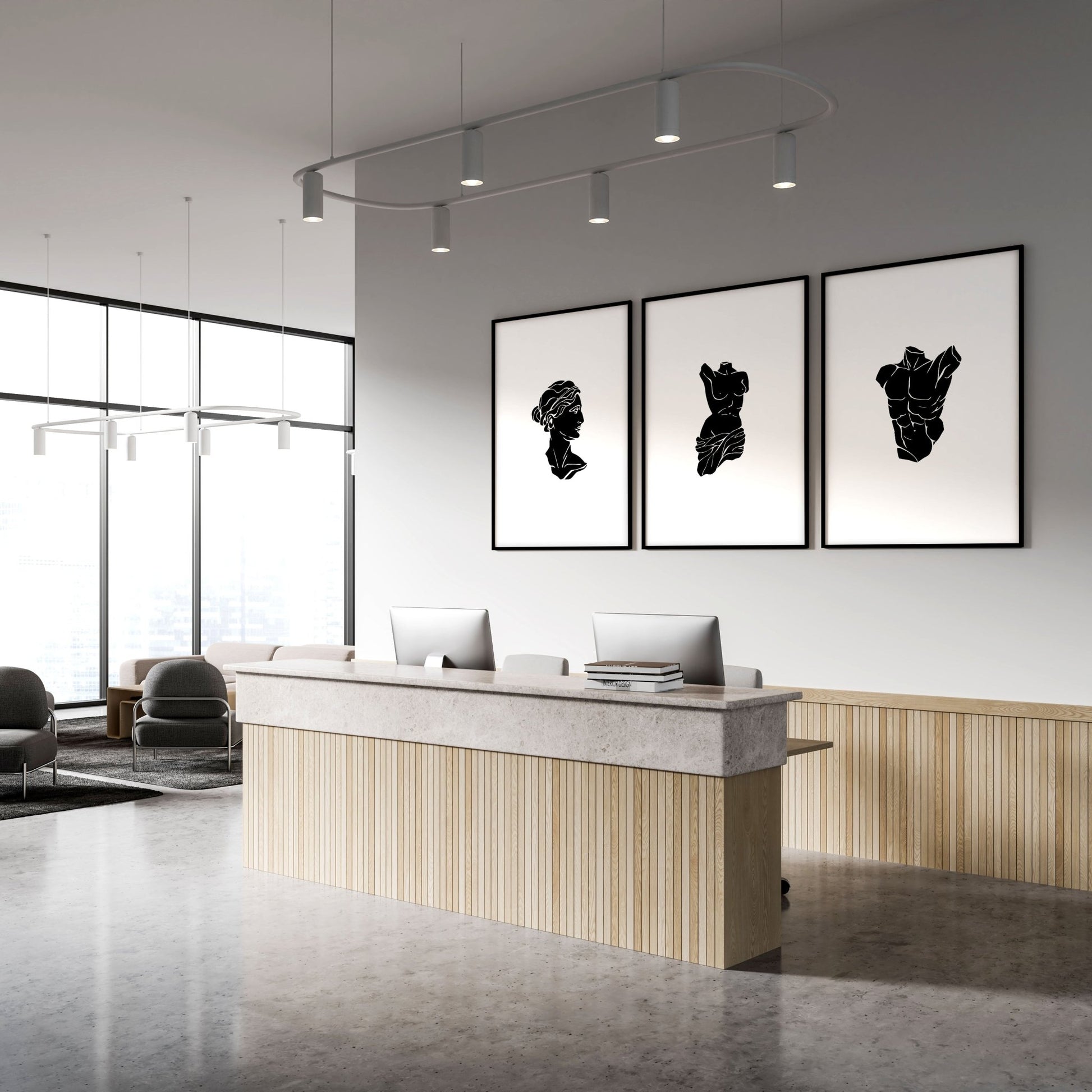 Canvas Wall Hanging | Set of 3 Sculpture Wall art Prints