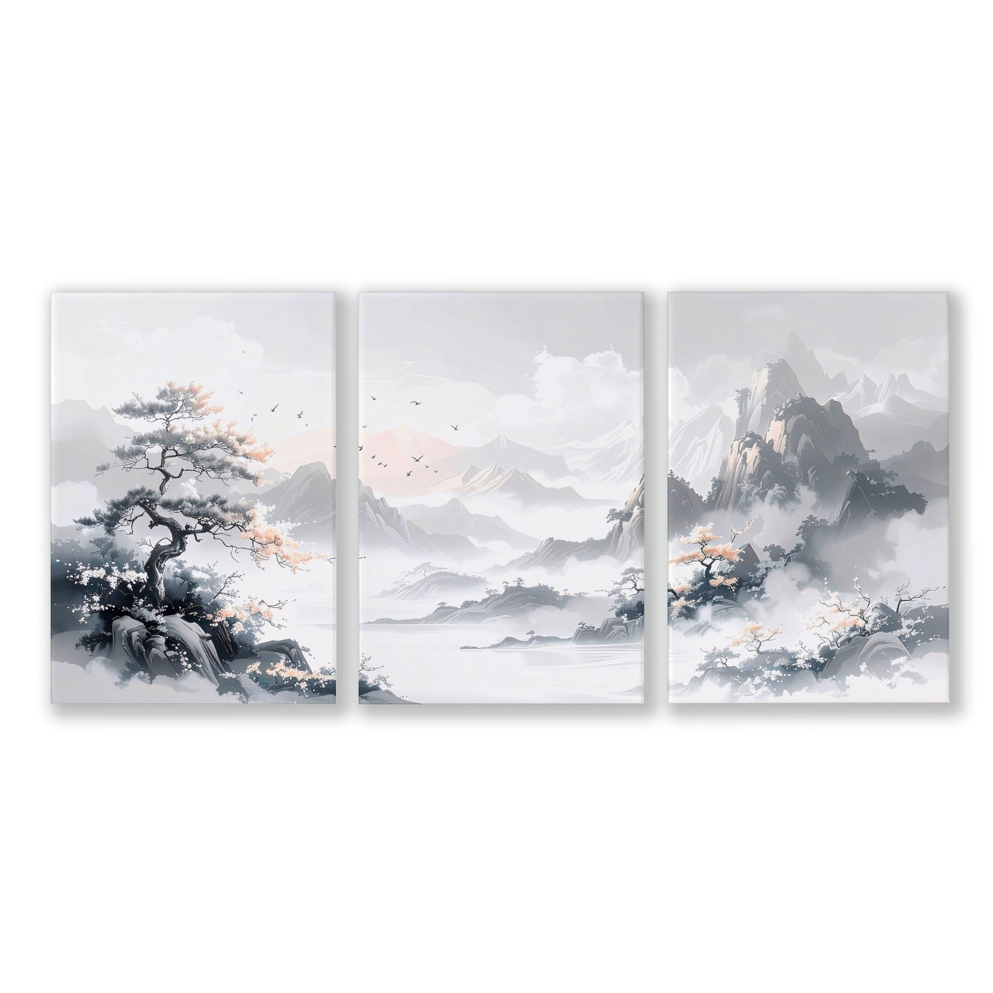Canvas Wall Prints | Set of 3 Asian Inspired Wall art Prints