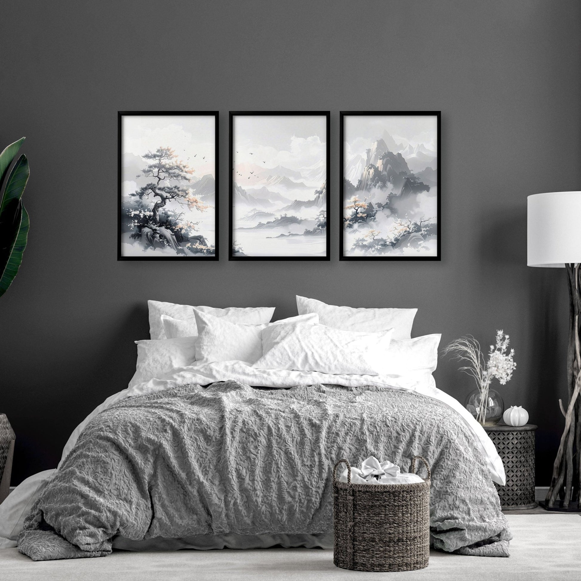 Canvas Wall Prints | Set of 3 Asian Inspired Wall art Prints