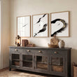 Canvas Zen Wall Art | Black Ink Brushstroke & Lone Figure Japanese Minimalist Art wall art displayed on a wall in a styled room — view 6
