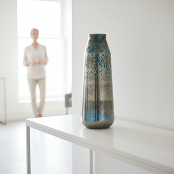 Caris Blue Speckled Glass Large Vase