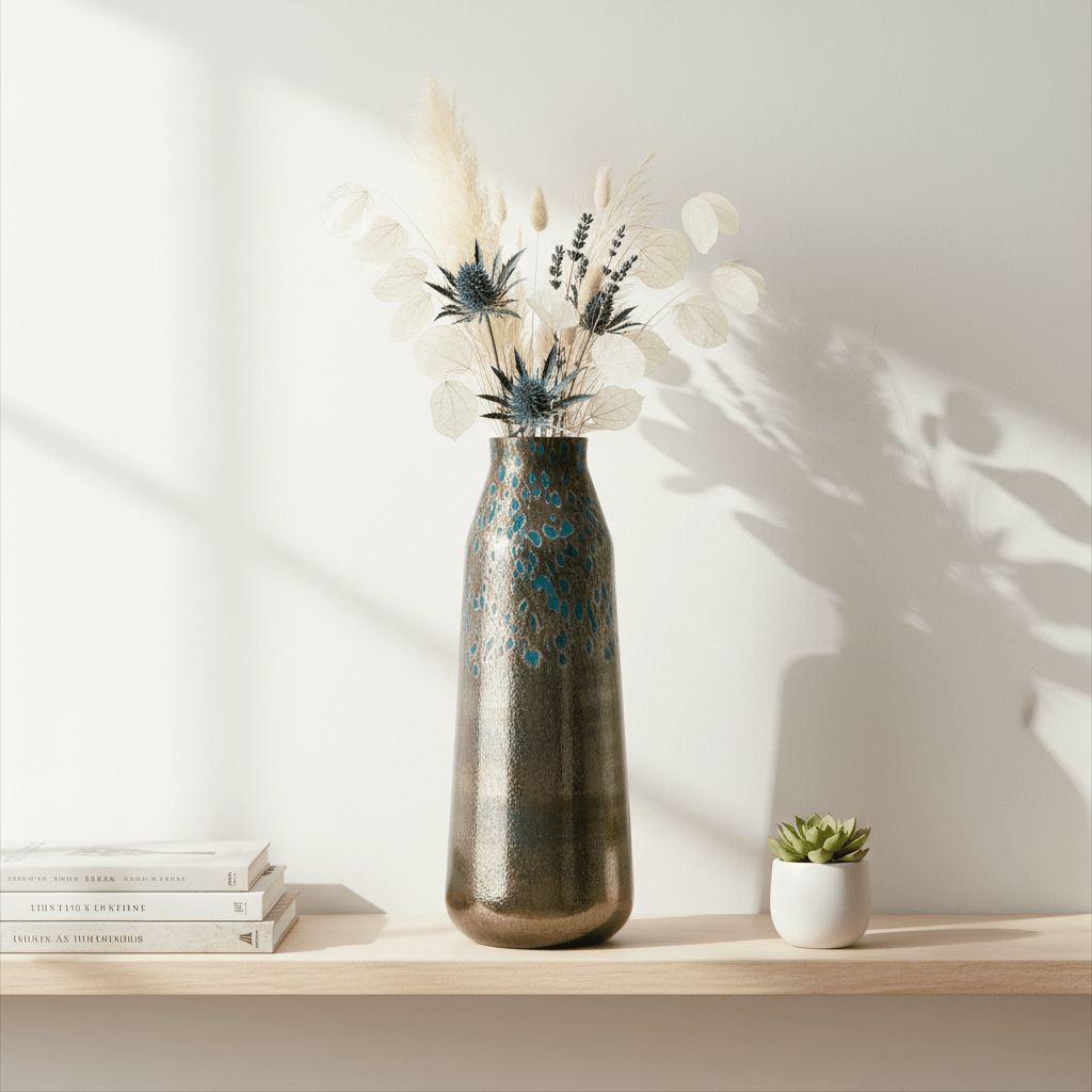 Caris Blue Speckled Glass Large Vase