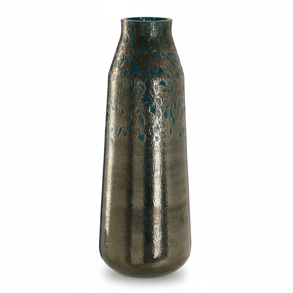 Caris Blue Speckled Glass Large Vase