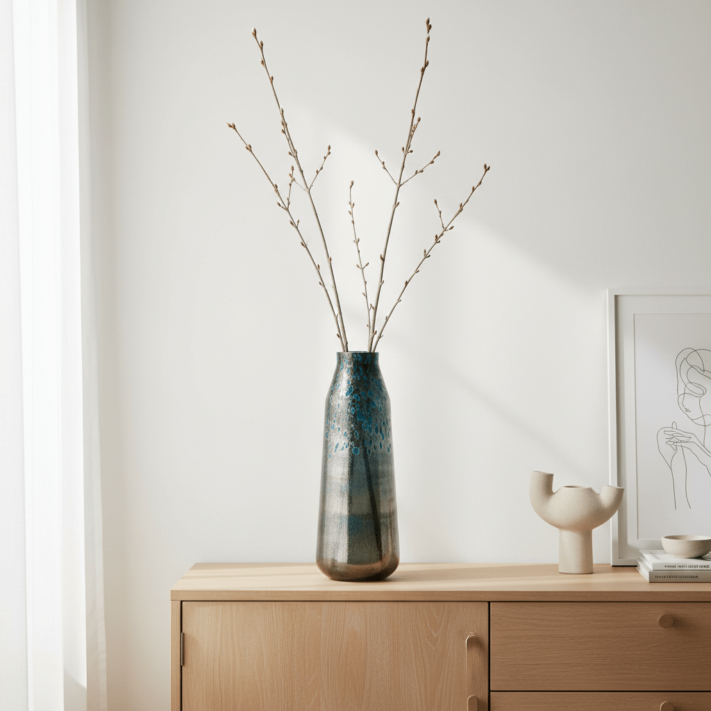 Caris Blue Speckled Glass Large Vase