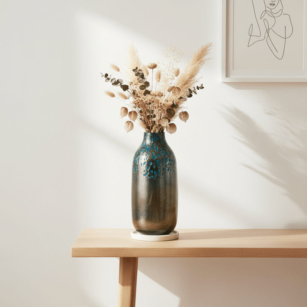Caris Blue Speckled Glass Small Vase