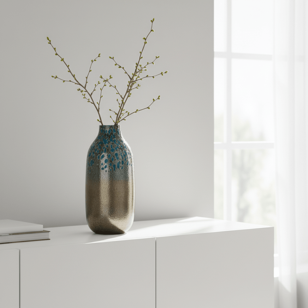 Caris Blue Speckled Glass Small Vase