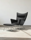 Carnaby High Back Armchair with Ottoman, Black