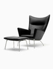 Carnaby High Back Armchair with Ottoman, Black