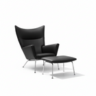 Carnaby High Back Armchair with Ottoman, Black