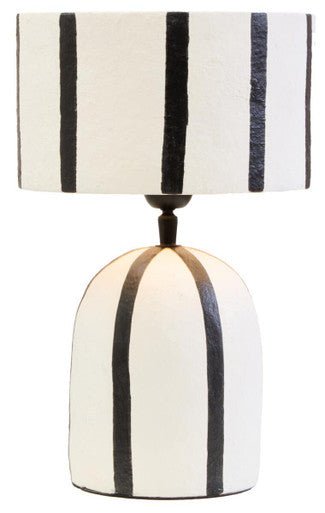 Carta 34cm Black And White Stripe Papier Mache Table Lamp