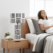 Carta 50cm Black And White Papier Mache Table Lamp with Geometric Lines