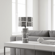 Carta 50cm Black And White Papier Mache Table Lamp with Geometric Lines