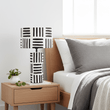 Carta 50cm Black And White Papier Mache Table Lamp with Geometric Lines