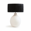 Carta 61cm White Papier Mache Table Lamp With Black Raffia Shade
