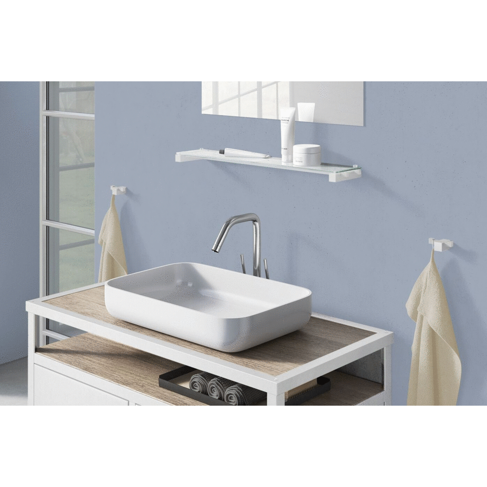 Carvo White Stainless Steel & Glass Bathroom Shelf 40816