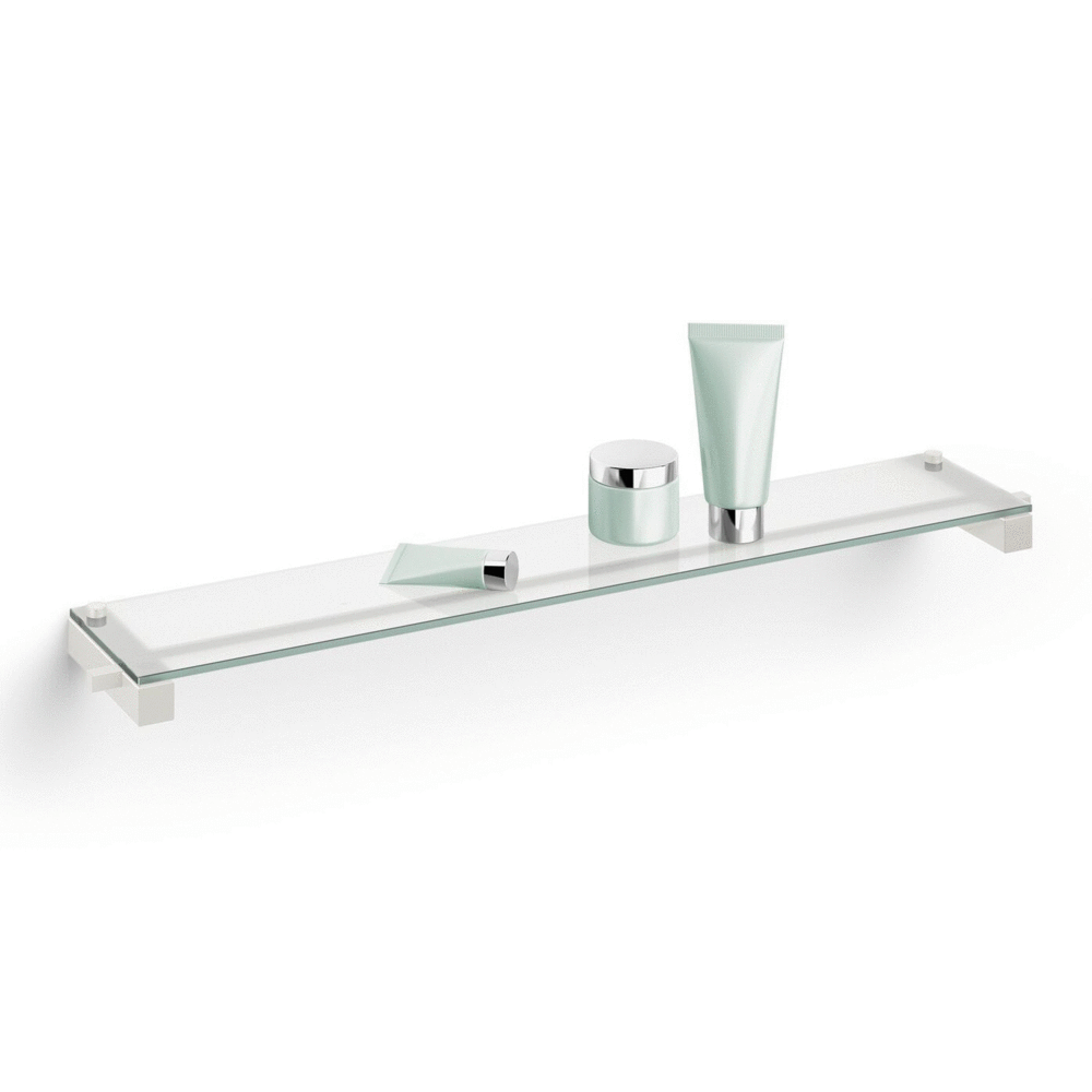 Carvo White Stainless Steel & Glass Bathroom Shelf 40816