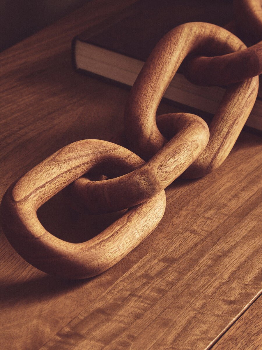 Cato Brown Wood 5 Link Chain Sculpture